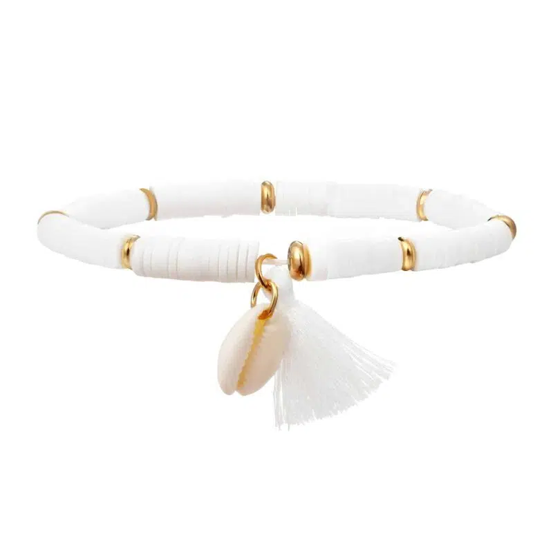 Bracelet Coquillage Heishi Blanc "Heishi Shell Bracelet"