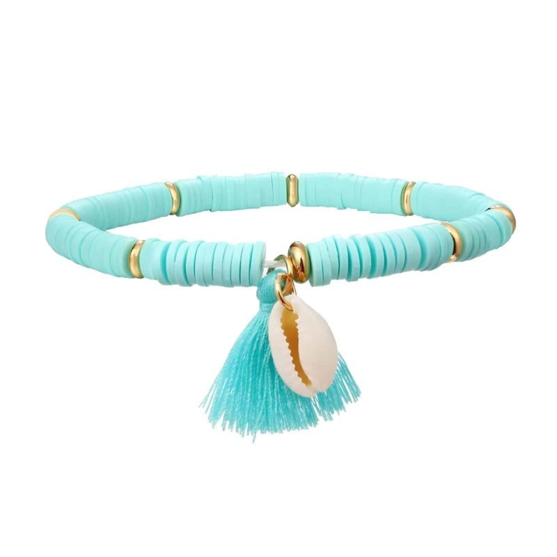 Bracelet Coquillage Heishi Bleu Clair "Heishi Shell Bracelet"