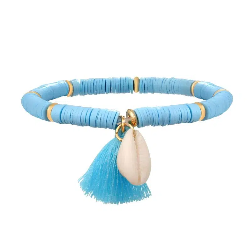 Bracelet Coquillage Heishi Bleu "Heishi Shell Bracelet"