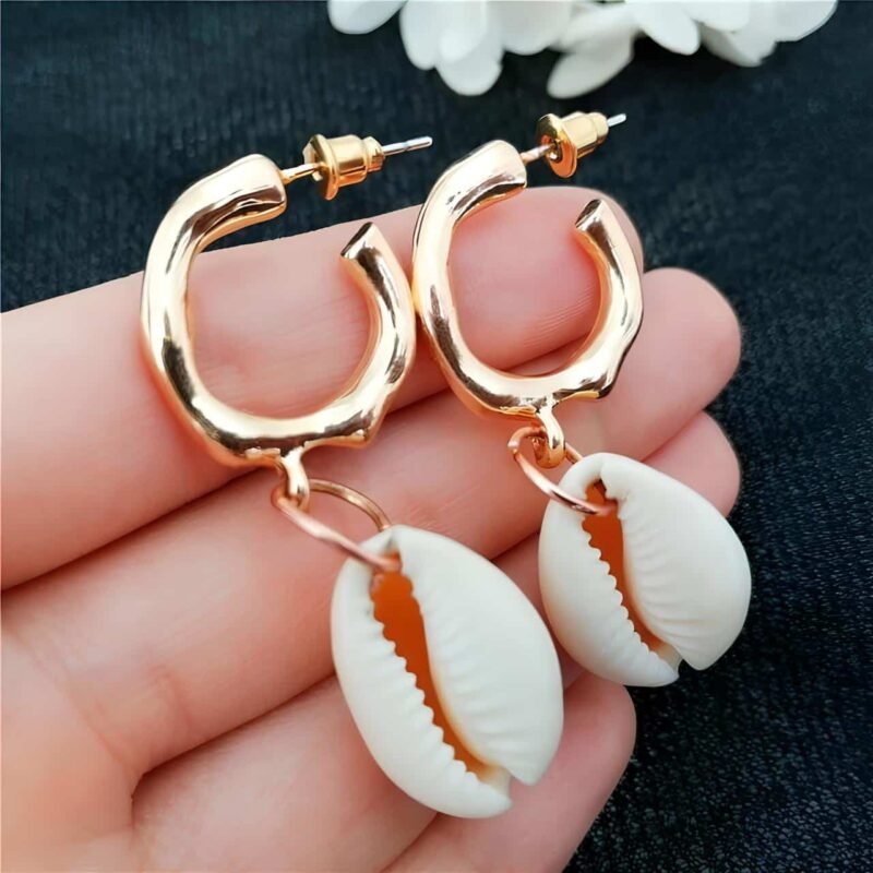 boucles oreilles coquillage dore Gold Shell Earrings