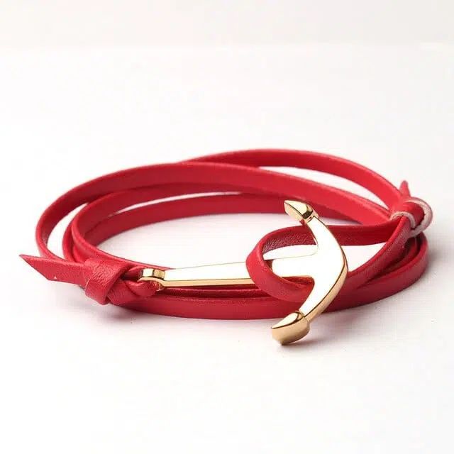 bracelet ancre en cuir 2 Anchor Leather Bracelet