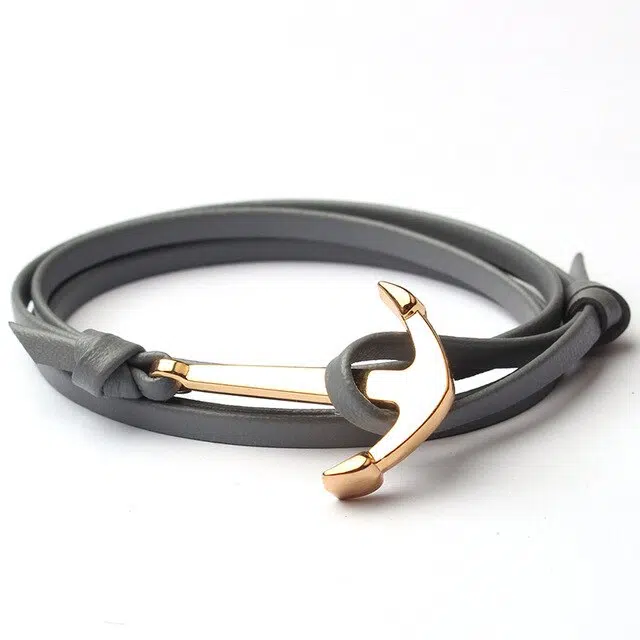 bracelet ancre en cuir 4 Anchor Leather Bracelet