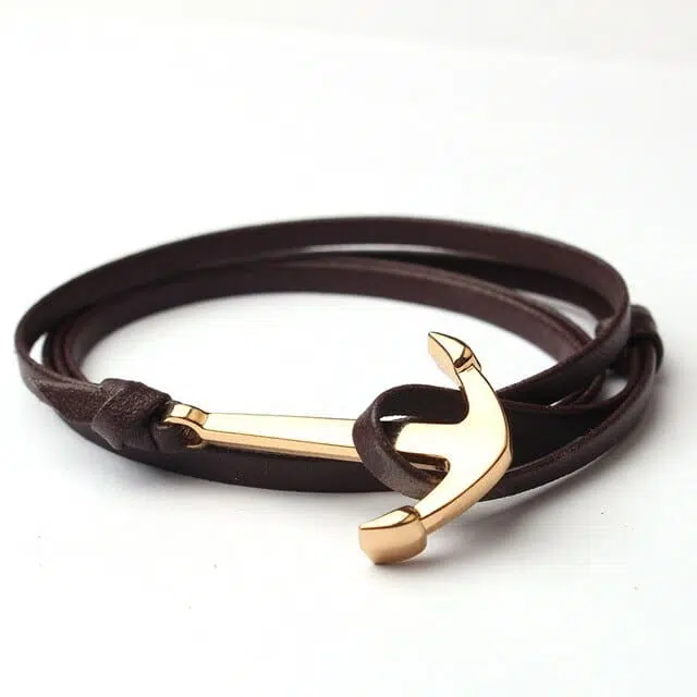 bracelet ancre en cuir 8 Anchor Leather Bracelet