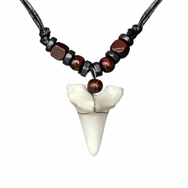 collier coquillage surf dent de requin noir et marron Brown Shark Tooth Surf Necklace