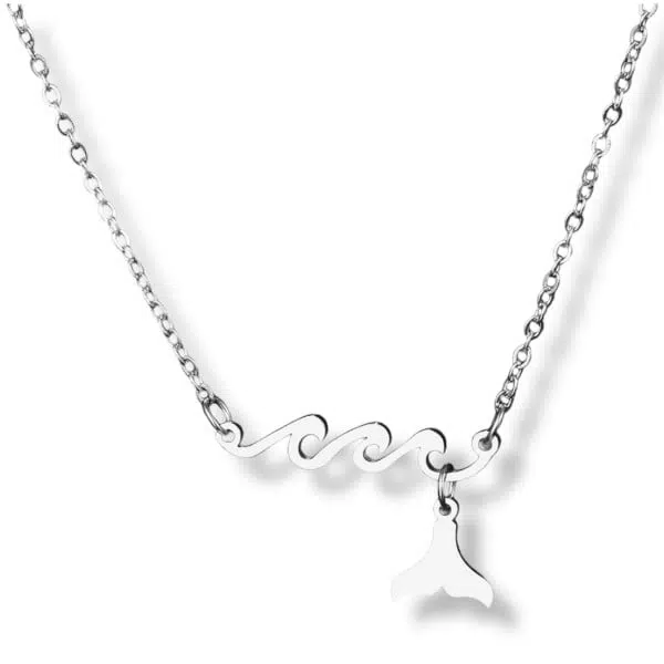 collier vague et baleine argent Whale and Waves Necklace