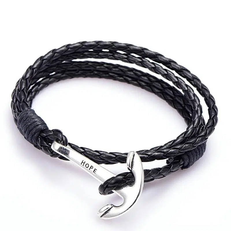 product image 150917263 Anchor Leather Bracelet